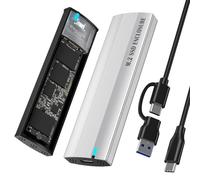 SHUBEIEUMI Carcasa SSD M.2 NVMe SATA Adaptador, Adaptador Externo USB 3.1 Gen2 10Gpbs a M.2 PCIe Caja, para M.2 PCIe NVMe M-Key 2230/2242/2260/2280 SSD, con USB C 2 en 1 Cable-Plata