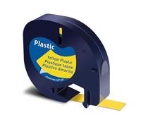 SHUBEIEUMI Cinta de Etiquetas Compatible para Dymo Letratag Cintas, 12mm x 4m Etiquetas de Impresora de Papel de Impresión Térmica, para Dymo 91332 91202 91222, Negro Sobre Amarillo