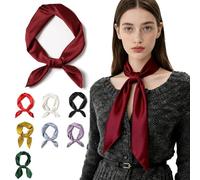 SHUBEIEUMI Hijab para Mujeres, Pañuelo Cuadrado para el Cuello, Bufanda y Fulares Panuelos, Pañuelo de Bolsillo, 70x70cm-Rojo vino