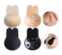 SHUBEIEUMI Sujetador Adhesivo Silicona, 2 Pares de Sujetador Invisible, Cubiertas Invisibles para Pezones con Orejas de Conejo, Reutilizable, para Vestido de Noche, Vestido de Novia, Traje de Baño