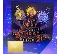 SHUBEIEUMI Tarjeta De CumpleañOs 3D, Con Sobres, Tarjeta Cumpleanos Divertida con Música y Luz, Tarjeta Felicitacion Cumpleanos Popup Velas Cumpleaños, para Mujeres, Hombres