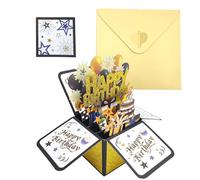 SHUBEIEUMI Tarjeta de cumpleaños, tarjeta desplegable 3D, tarjeta de felicitación de cumpleaños, tarjeta de felicitación con sobre para Feliz Cumpleaños a Familias Amigos