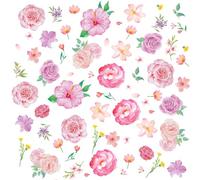 SHUCHING 111 Pcs Pegatinas de Pared Flores Rosas, Vinilo Adhesivo Pared Flores DIY, Vinilos Decorativos para Salón Dormitorio Niñas