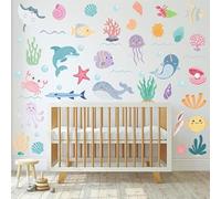 SHUCHING Pegatinas de Pared Animal Bajo el Mar, Vinilos Decorativos Pez del Océano, Vinilo Adhesivo Pared Salón Dormitorio Habitación Infantiles Bebé