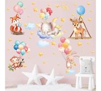 SHUCHING Pegatinas de Pared Animales de Globos Aerostáticos, Vinilo Adhesivo Pared Elefante para Niños, Vinilos Decorativos para Dormitorio Infantil