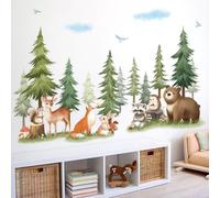SHUCHING Pegatinas de Pared Animales del Bosque, Vinilo Adhesivo Pared Árboles Pinos Grandes, Vinilos Decorativos para Dormitorio Infantil Niño