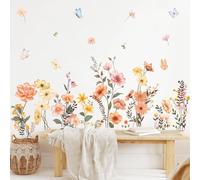 SHUCHING Pegatinas de Pared Flores Boho, Vinilo Adhesivo Pared Flores Acuarela, Vinilos Decorativos para Salón Dormitorio Sofá