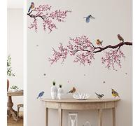 SHUCHING Pegatinas de Pared Flores Rosas, Vinilo Adhesivo Pared Ramas de Árboles, Vinilos Decorativos para Salon Dormitorio