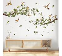 SHUCHING Pegatinas de Pared Rama de Magnolia, Vinilo Adhesivo Pared Flores Blancas, Vinilos Decorativos para Salón Dormitorio