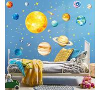 SHUCHING Pegatinas de Pared Sistema Solar, Vinilos Decorativos Planetas Espaciales, Vinilo Adhesivo Pared Salón Dormitorio Habitación Infantiles Niños