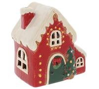 Shudehill Giftware Christmas Village - Casas de cerámica para velas de té, diseños navideños rojos y blancos, muchos diseños para elegir (estilo casa de luz peluda)