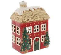 Shudehill Giftware Christmas Village - Casas de cerámica para velas de té, diseños navideños rojos y blancos, muchos diseños para elegir (techo de paja)