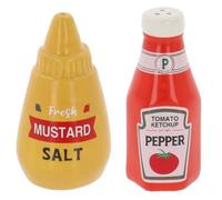 Shudehill Giftware Foodie Fun - Juego de sal y pimentero de cerámica, diseño de ketchup y mostaza