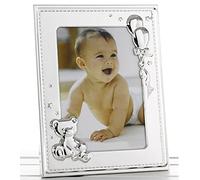 Shudehill Giftware New Baby 51357 - Marco de fotos plateado con peluche y globos para fotos de 5 x 7 pulgadas