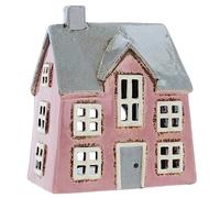Shudehill Giftware Portavelas de cerámica con diseño de casa de dormitorio rosa, hermoso regalo de inauguración de la casa, adorno para el hogar, portavelas