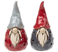 Shudehill Giftware Village Pottery 320051 - Portavelas (tamaño pequeño), color gris y rojo