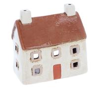 Shudehill Giftware Village Pottery - Portavelas de cerámica, colección House Croft Houses, color rojo, paja, azul marino, pizarra, crema o gris (crema)
