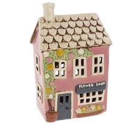 Shudehill Giftware Village Pottery - Portavelas de cerámica, colección House Shop, tienda de flores, tearoom, tienda de antigüedades, panadería antigua y tienda de dulces, todo pintado a mano