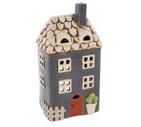 Shudehill Giftware Village Pottery - Portavelas de cerámica con diseño de casa Floral en Colores Pastel (casa Gris Oscuro)