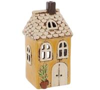 Shudehill Giftware Village Pottery - Portavelas de cerámica con diseño de casa floral en colores pastel (color amarillo jardín)