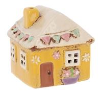 Shudehill Giftware Village Pottery - Portavelas de cerámica con diseño de casa floral en colores pastel (mini amarillo)