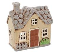 Shudehill Giftware Village Pottery - Portavelas de cerámica con diseño de casa floral en colores pastel (gris casa)