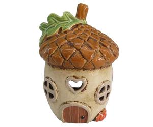 Shudehill Giftware Village Pottery - Portavelas de cerámica con diseño de Casas de la colección otoñal, diseño de Calabaza o Bellota (Bellota)