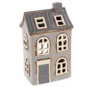 Shudehill Giftware Village Pottery - Portavelas de cerámica con diseño de casas de ladrillo, color gris neutro, castillo de azulejos, lila o casa de dormitorio (ladrillo lila)
