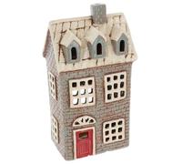 Shudehill Giftware Village Pottery - Portavelas de cerámica con diseño de Casas de ladrillo, Color Gris Neutro, Castillo de Azulejos, Lila o casa de Dormitorio (ladrillo)