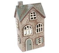 Shudehill Giftware Village Pottery - Portavelas de cerámica con diseño de Casas de ladrillo, Color Gris Neutro, Castillo de Azulejos, Lila o casa de Dormitorio (Gris ladrillo)