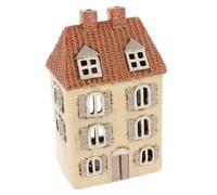 Shudehill Giftware Village Pottery - Portavelas de cerámica con diseño de casas de ladrillo, color gris neutro, castillo de azulejos, lila o casa de dormitorio (castillo de azulejos)