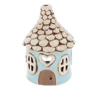 Shudehill Giftware Village Pottery - Portavelas redondo con forma de corazón, color azul, rosa y gris