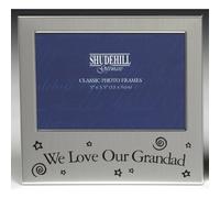 Shudehill Marco de fotos con texto en inglés We Love Our Grandad, regalo de cumpleaños, Navidad, día del padre, plata, tamaño 12,7 x 8,9 cm