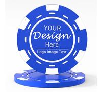 Shueewago 100 fichas de póquer de plástico personalizadas para 9 colores, personaliza tu imagen o texto, impresión a todo color de doble cara, coloca el diseño en una ficha para tarjetas de visita,