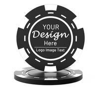 Shueewago 100 fichas de póquer de plástico personalizadas para 9 colores, personaliza tu imagen o texto, impresión a todo color de doble cara, coloca el diseño en una ficha para tarjetas de visita,