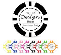 Shueewago Paquete de 100 fichas de póquer de plástico ABS personalizadas para 9 colores impresas con tu texto o imagen personalizada, pon el diseño en una ficha para fichas de bar, bebida o postre,