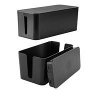 SHUESS 2 cajas de cables, caja de gestión de cables, 23,5 x 12 x 11,5, caja de cables pequeña para cables, adaptadores y regletas, caja oculta para cables, color negro