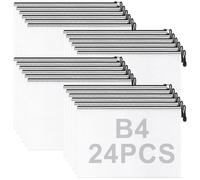 SHUESS 24 carteras de plástico B4 - Bolsas de malla con cremallera B4 - Carteras transparentes con cremallera para escuela, oficina, hogar, suministros de viaje (39 x 27,5 cm)