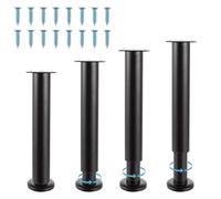 SHUESS 4 patas ajustables para muebles, altura regulable de 25 a 42 cm, patas de metal negro para muebles, para armario, armario, TV, cama, sofá, silla de baño, armario