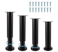 SHUESS 4 Patas Regulables Elevadores de Muebles, Altura Regulable de 18 a 30 cm, Patas de Metal Negro para Muebles, para Armario, TV, Cama, Sofá, Silla de Baño