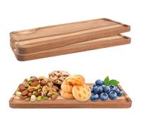 SHUESS Juego de 3 bandejas de madera de 36 x 15 cm, 3 unidades, bandejas decorativas de madera de acacia, bandeja para servir, bandeja pequeña de madera, bandeja decorativa rectangular, bandejas
