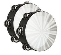 SHUESS Paquete de 2 panderetas radiantes de 8 pulgadas con sonajeros de doble fila, panderetas reflectantes para adultos, instrumento musical para iglesia, baile, fiesta, karaoke