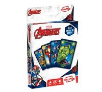 Shuffle Avengers. Baraja de Cartas Infantil. 4 Juegos en 1. Naipes ilustrados con los Personajes de Los Vengadores. Versión en Español.