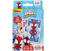 Shuffle Spidey and His Amazing Friends - Juego de Cartas para niños 4 en 1, Pares, familias Felices y Juego de acción, guía de Juego incluida, a Partir de 4 años, Multicolor