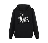 SHUI TI DU In Flames - Sudadera con capucha de manga larga con banda de metal sueca, color negro, para hombre, sudadera con capucha de algodón de manga larga, Negro, L