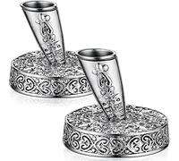 Shuimitao 2 piezas vintage redondo metal plumín portaplumas, soporte para escritorio y plumas, base