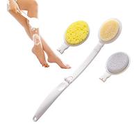 Shuimitao Cepillo de Mango Largo para Ducha,Cepillo Corporal 3 en 1 para Cepillado en seco - Cepillo para el Cuerpo de la Ducha con cerdas y lufa, Esponja de Malla de baño para Fregar la Espalda