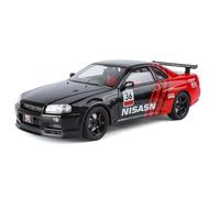 shuishuicui 1 18 para Nissan GT-R Skyline Pull Edition Modelo de Coche de aleación Colección Juguetes 10 Pulgadas Decoración de Escritorio Memorial Hombres(Black)