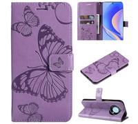 ShuiSu Funda tipo cartera de cuero vegano para Huawei Nova Y90, funda protectora con tapa con hermoso cierre magnético en relieve de mariposa, función atril, bolsillos para tarjetas (KP3), color