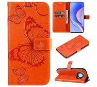 ShuiSu Funda tipo cartera de cuero vegano para Huawei Nova Y90, funda protectora con tapa con hermoso cierre magnético en relieve de mariposa, función atril, bolsillos para tarjetas (KP3), color
